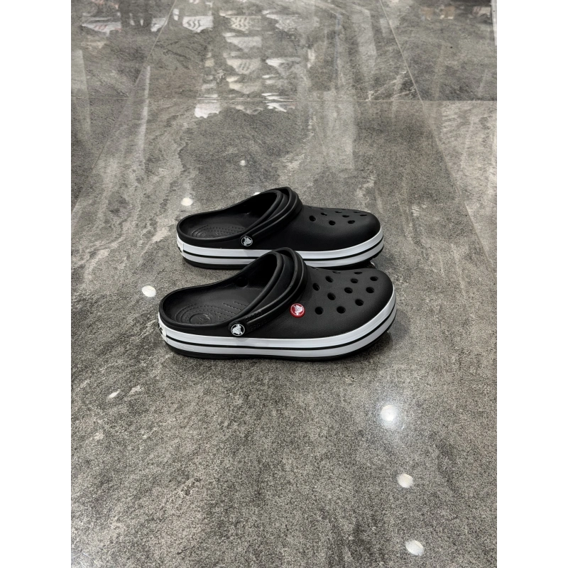 Crocs Classıc Siyah Beyaz Detaylı Terlik