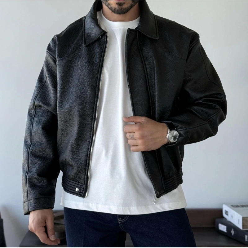 Deri Yıkamalı Siyah Mont