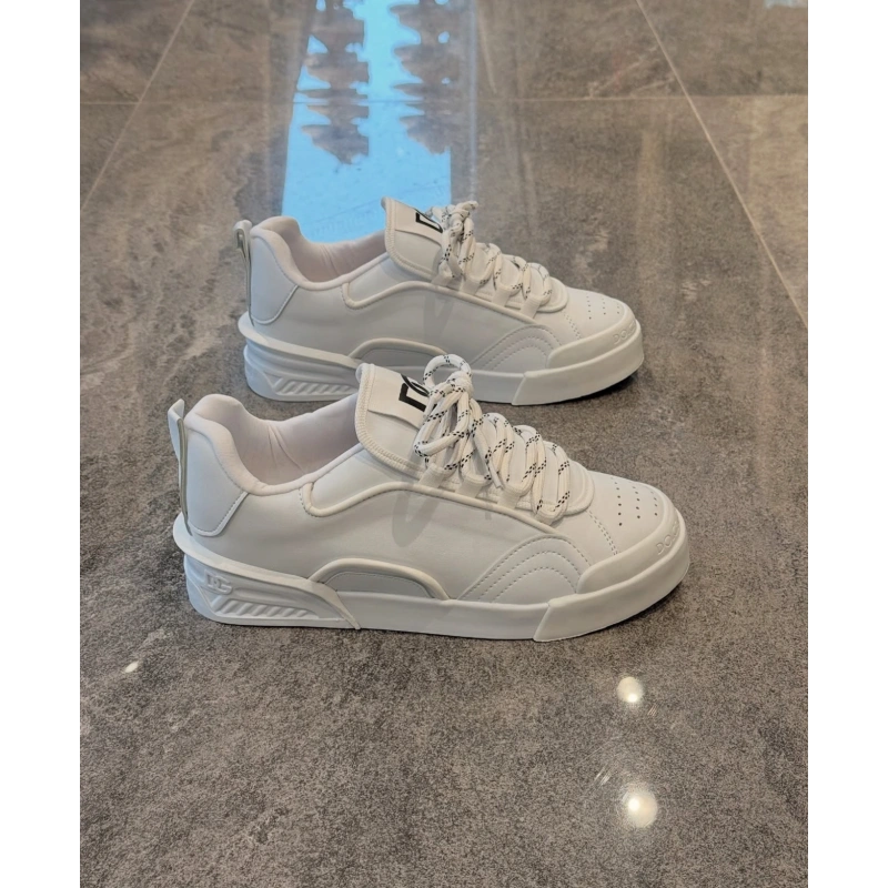 Dolce Gabbana Logolu Beyaz Deri Spor Ayakkabı