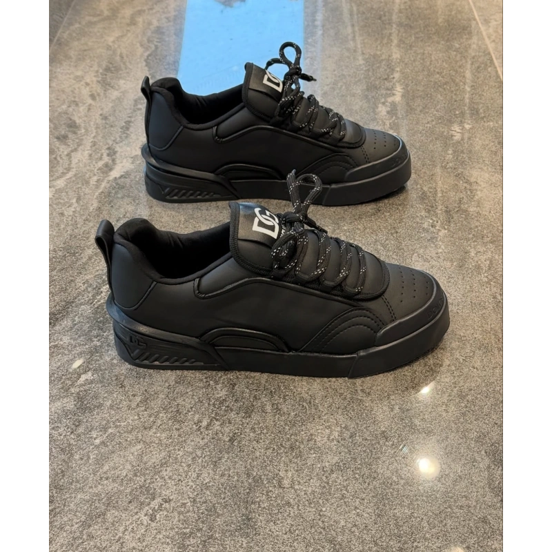 Dolce Gabbana Logolu Siyah Deri Spor Ayakkabı