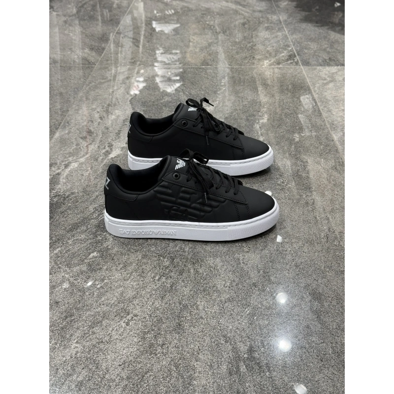 Emporio Armani Siyah Beyaz Logo Detaylı Spor Ayakkabı