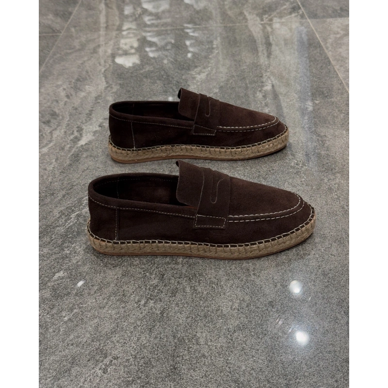 Erkek Espadril Loafer Kahve Ayakkabı