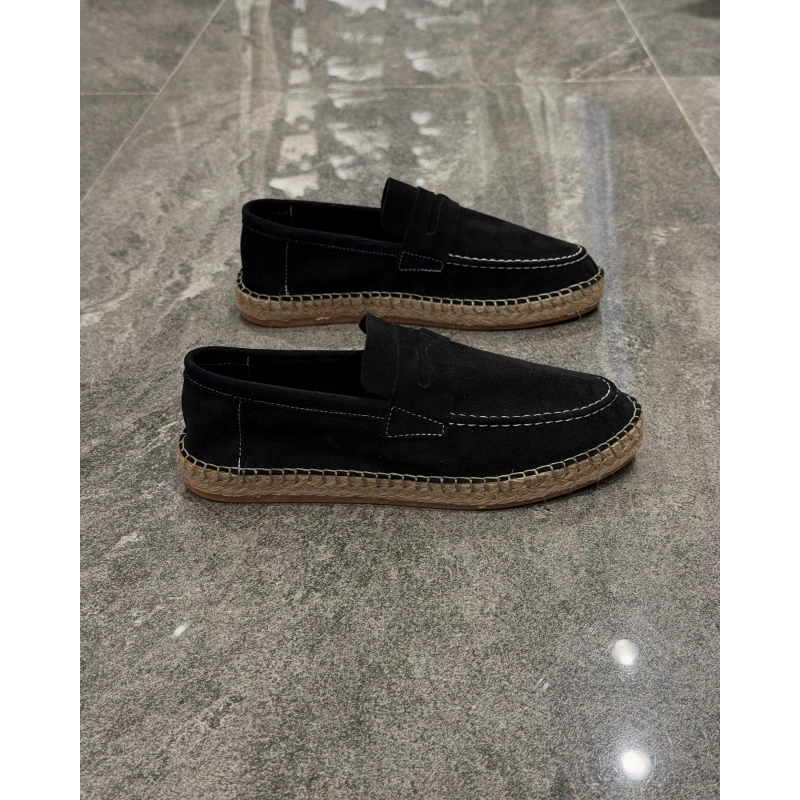 Erkek Espadril Loafer Siyah Ayakkabı