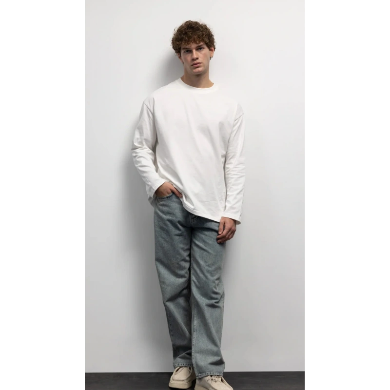 Gies Basıc Uzun Kol Beyaz T-Shırt-