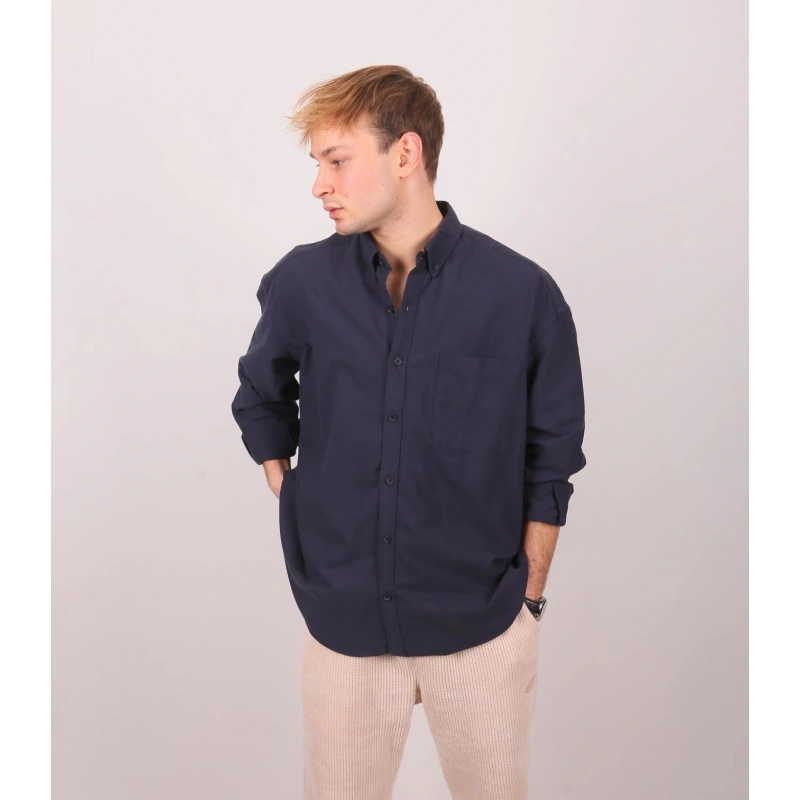 Gies Oxford Lacivert Gömlek