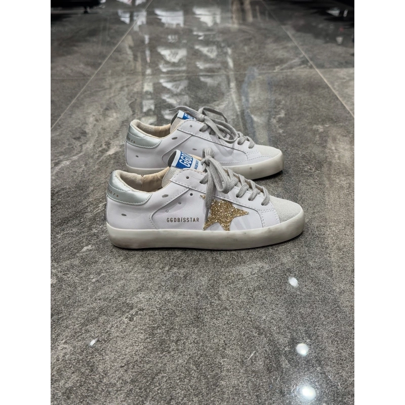 Golden Goose Beyaz Sarı gümüş topuk Yıldız Detaylı