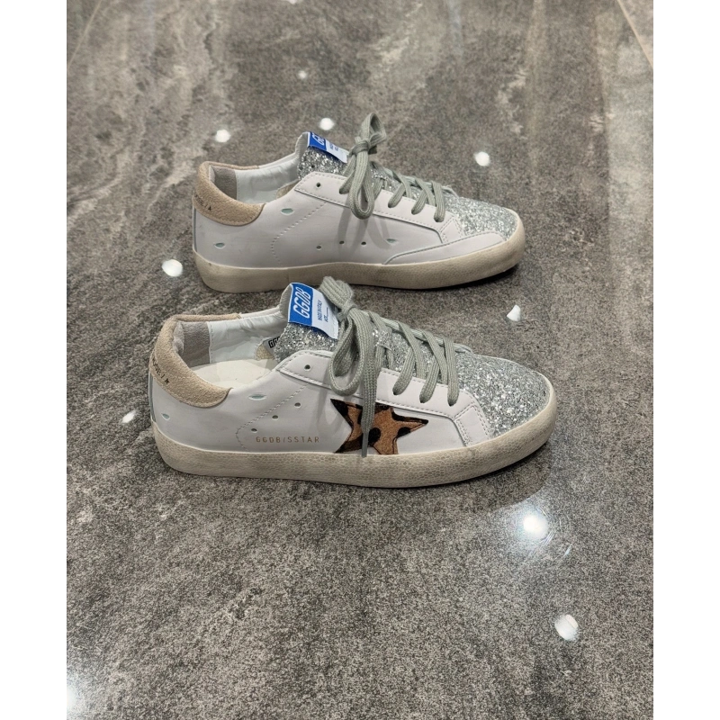 Golden Goose Beyaz Simli Leopar Detaylı