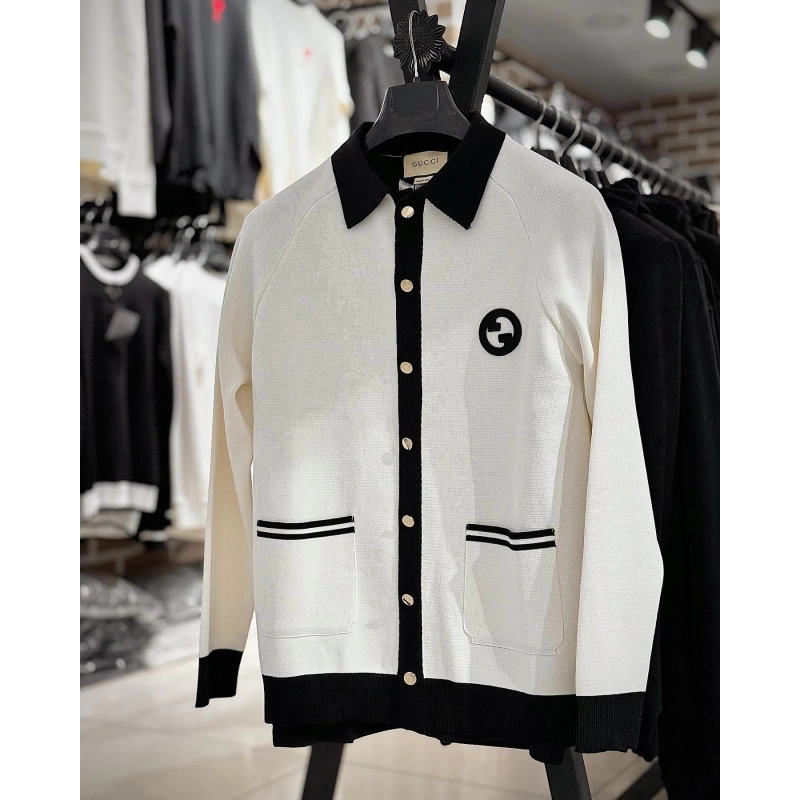 Gucci Beyaz Siyah örgü Dedaylı Hırka