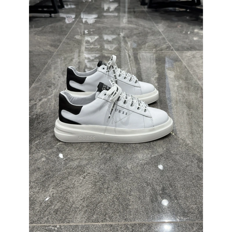 Gues Deri Beyaz Siyah Topuk Spor Ayakkabı