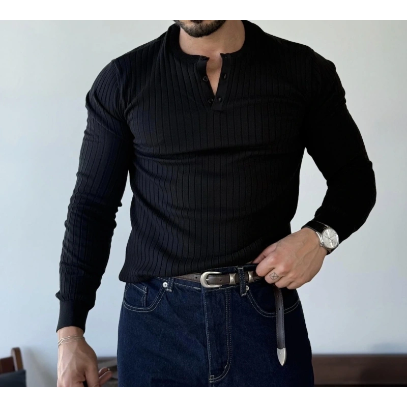 Marco Düğmeli Siyah Sweat