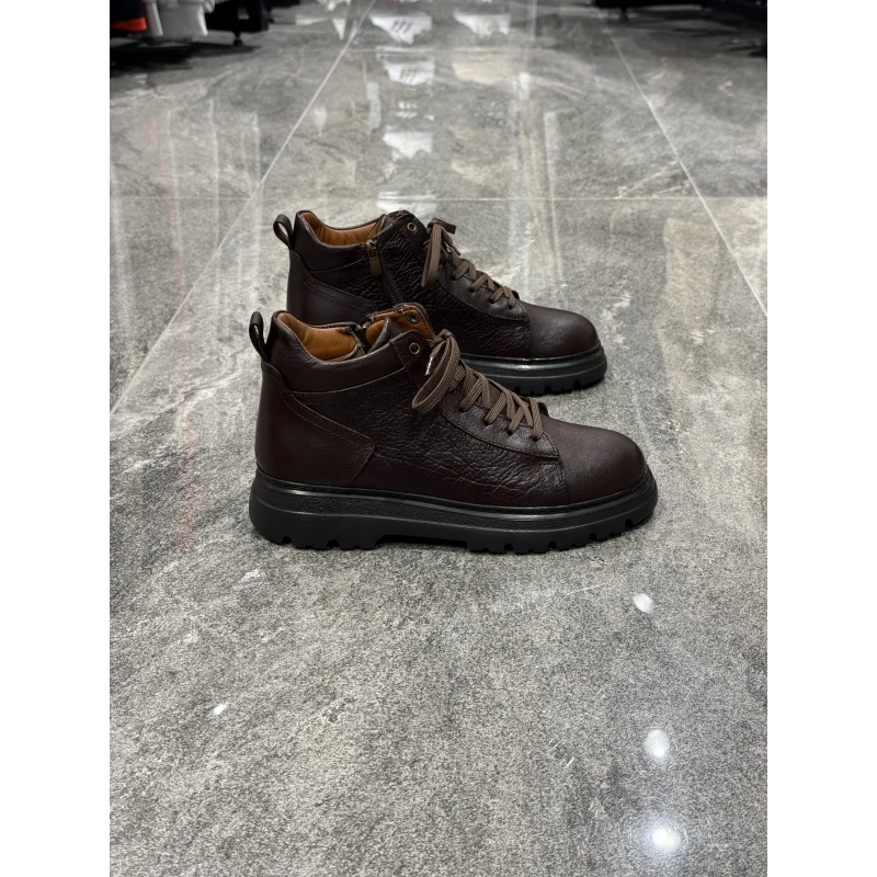 Marco Kahve Desen Detaylı Deri Bot