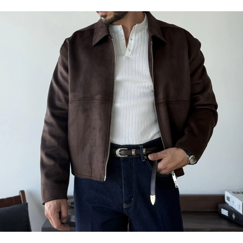 Marco Kahve Süet Detaylı Ceket