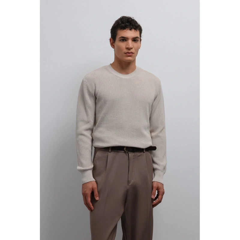 Marco Krem İnce Detaylı Triko