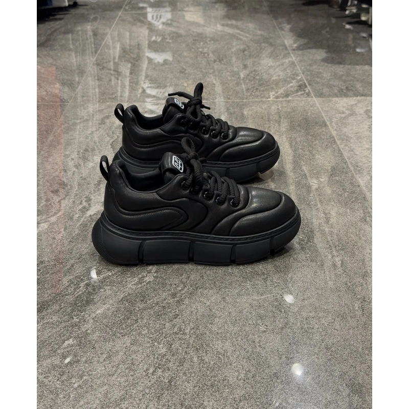 Marco Siyah Deri Yüksek Taban Spor Ayakkabı