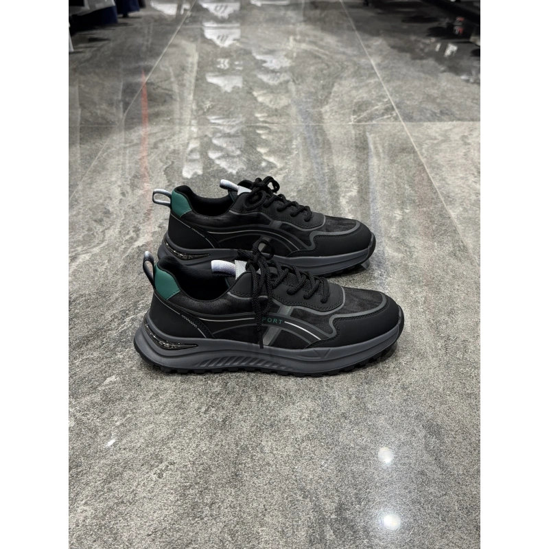 Marco Siyah Sport Deri Spor Ayakkabı