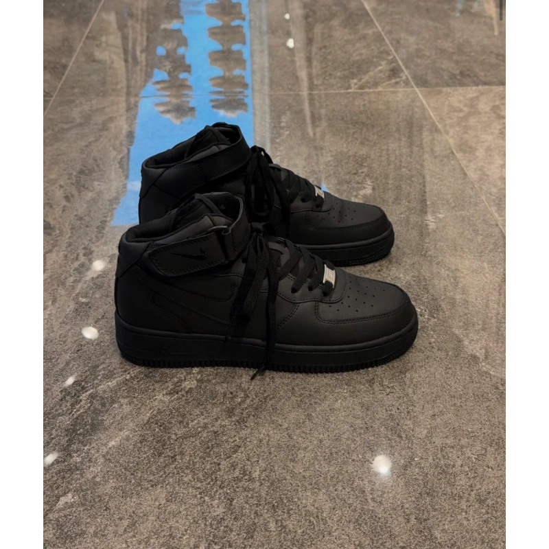 Nıke Air Force 107 Mid Siyah Siyah Spor Ayakkabı