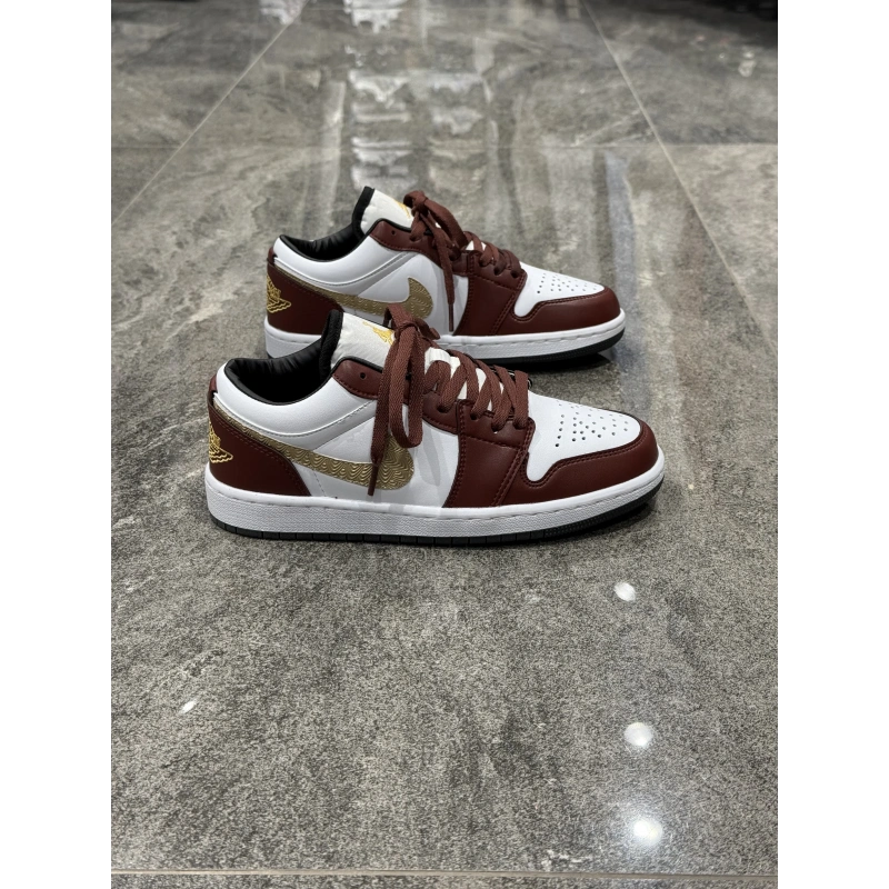 Nıke Air Jordan 1 Low Bordo Beyaz Altın Detaylı