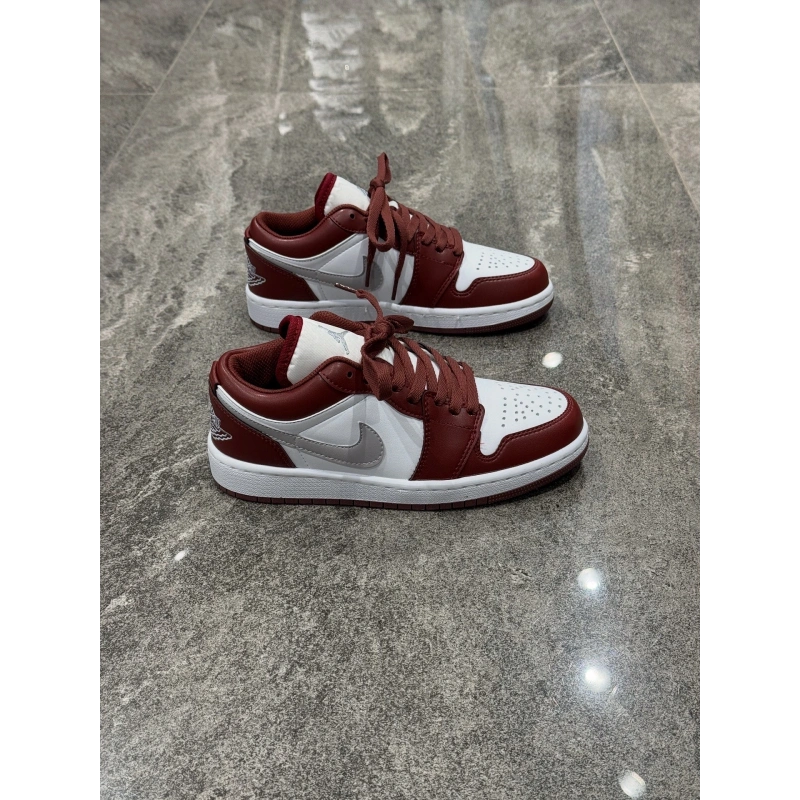 Nıke Air Jordan 1 Low Bordo Beyaz Gri Detaylı