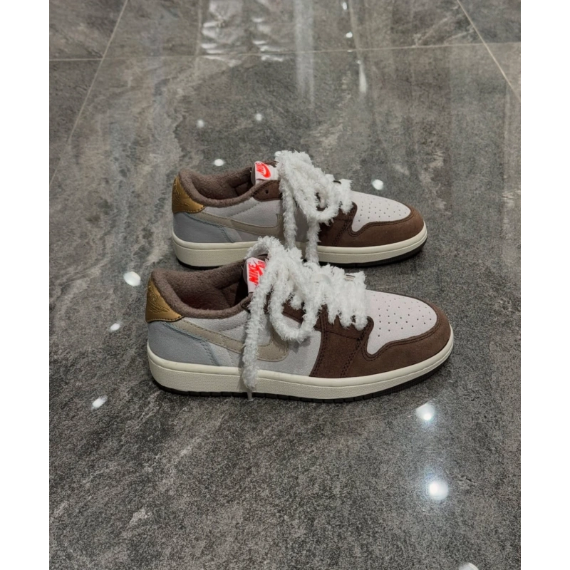 Nike Air Jordan 1 Retro Kahve Krem Pamuk Bağcık Detaylı