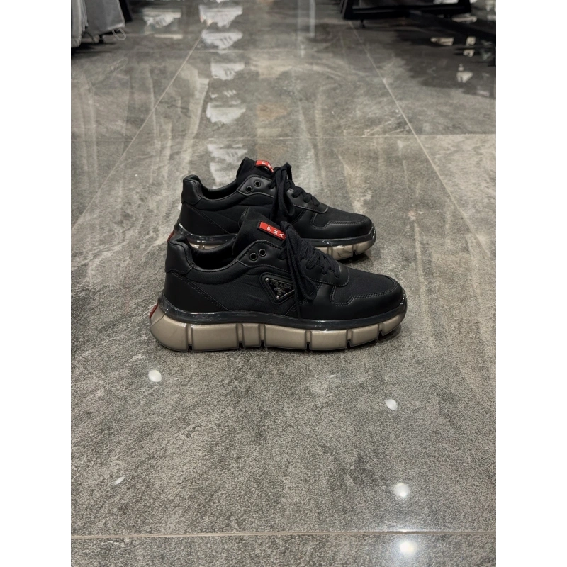 Prada Milano Siyah Beyaz Air Taban Detaylı Spor Ayakkabı