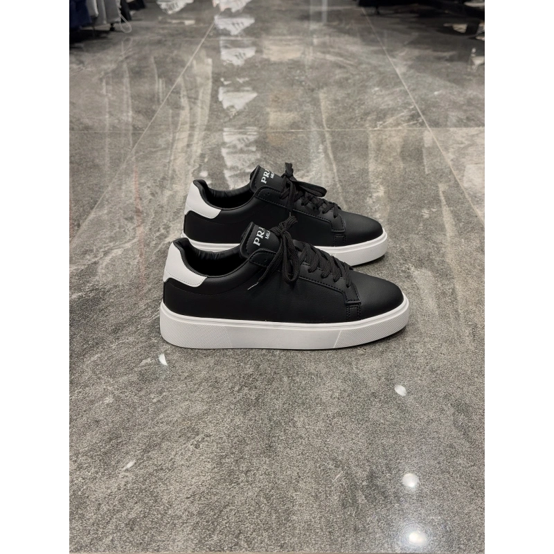 Prada Siyah Beyaz Topuk Günlük Klasik Spor Ayakkabı