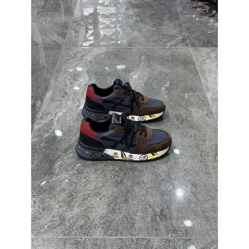 Premiata Lander Kahve Gri Siyah X Logolu Sneaker