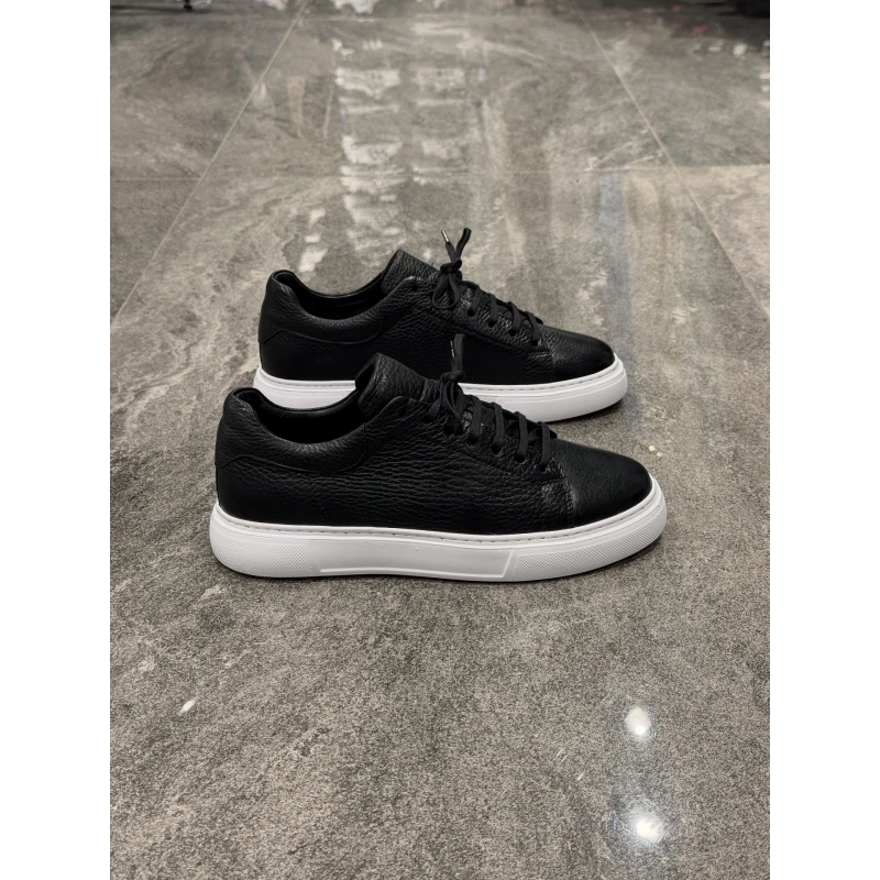 Siyah Beyaz Deri Erkek Günlük Ayakkabı