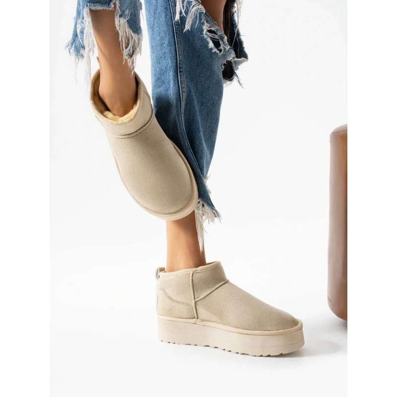 UG İçi Kürklü Kalın Tabanlı Bej Kadın Bot