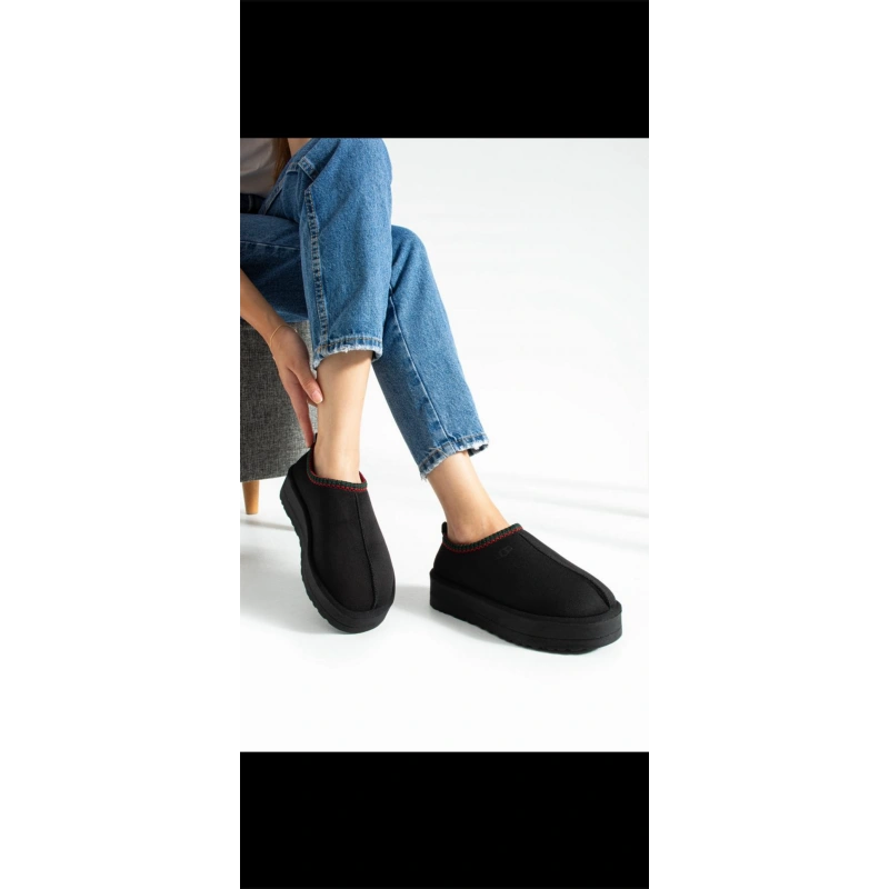 UG İçi Kürklü Kalın Tabanlı Kısa Siyah Kadın Bot