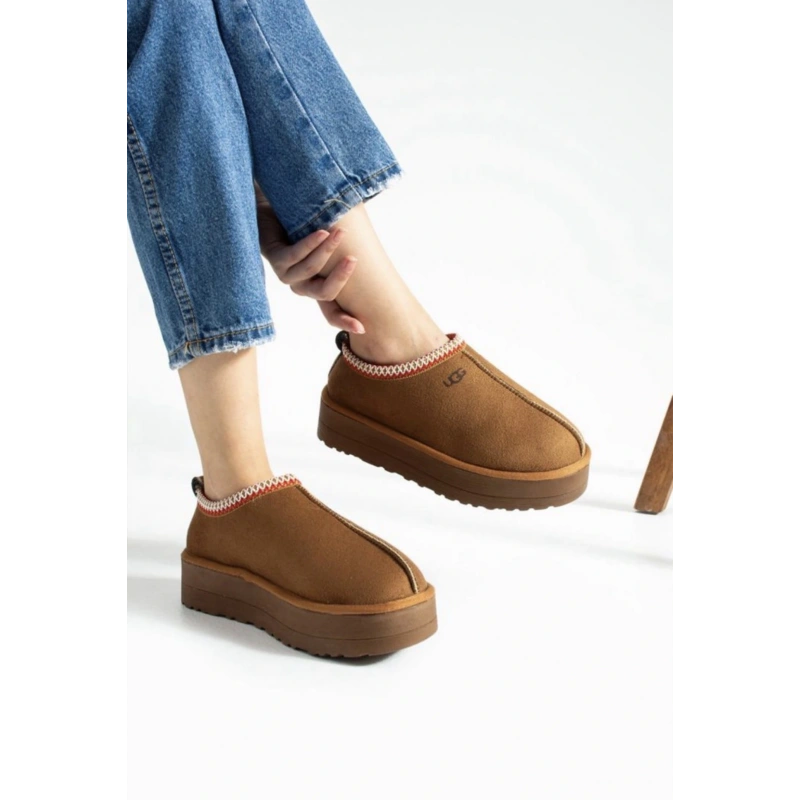 UG İçi Kürklü Kalın Tabanlı Kısa Tarçın Kadın Bot