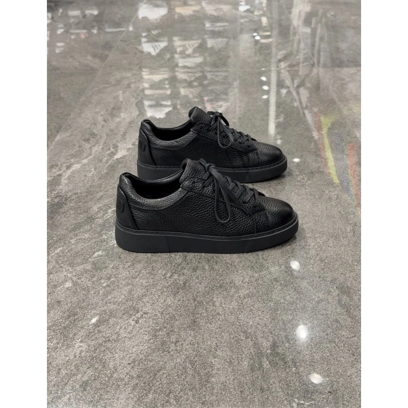 Vento Siyah Siyah Detaylı Deri Sneaker