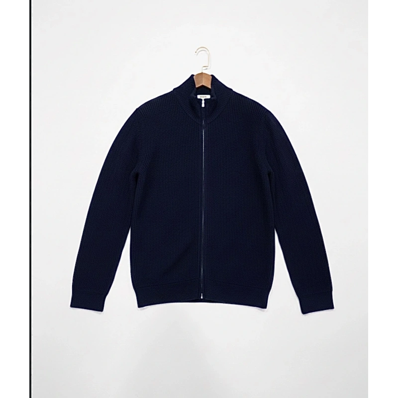 Yün Karışımlı Fermuarlı Lacivert Hırka