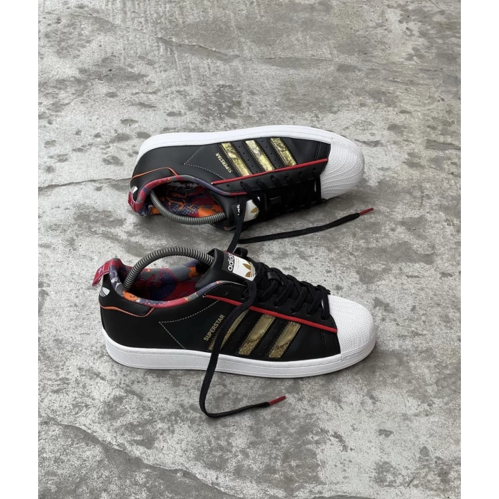 Adidas Süperstar Siyah-Beyaz Simli Sulu