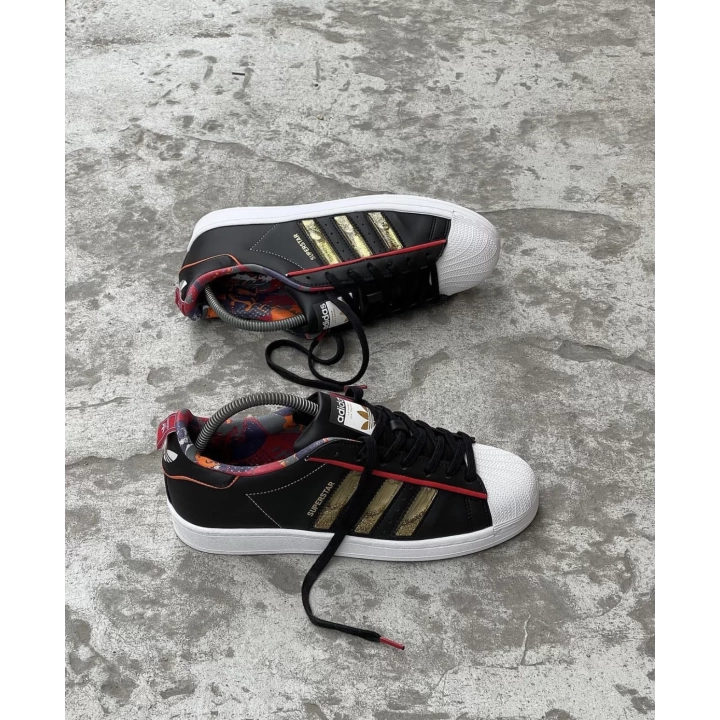 Adidas Süperstar Siyah-Beyaz Simli Sulu