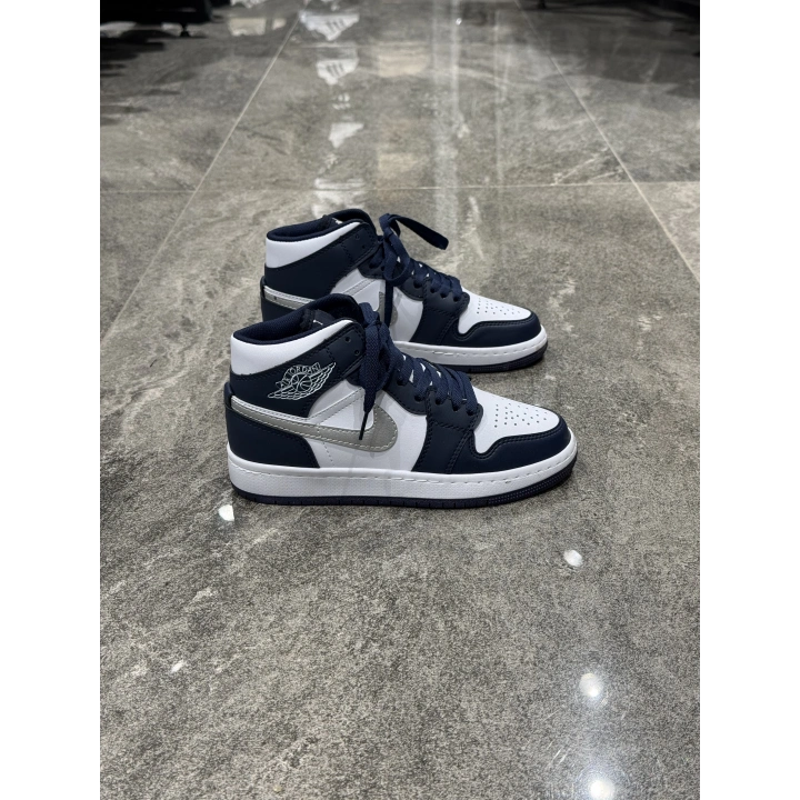 Nıke Air Jordan 1 Low Bilekli Lacivert Gümüş Spor Ayakkabı