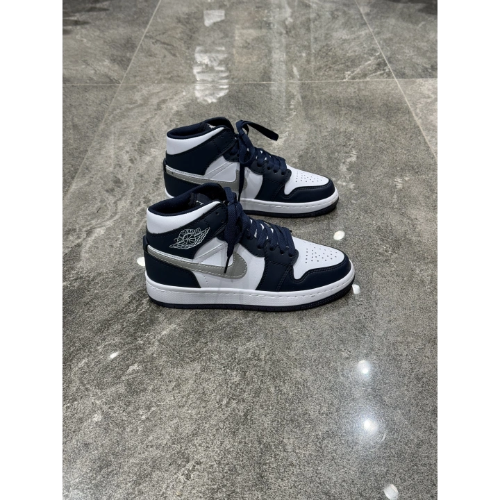 Nıke Air Jordan 1 Low Bilekli Lacivert Gümüş Spor Ayakkabı