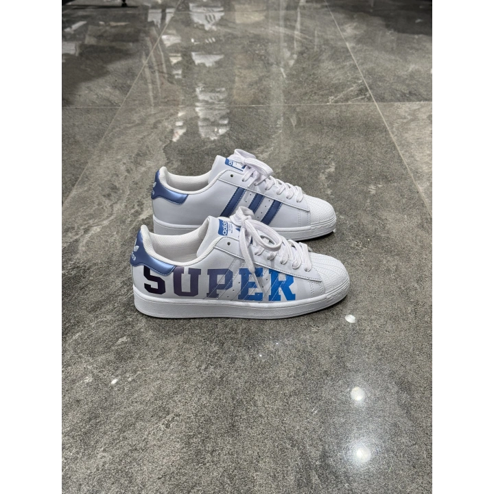 Adidas Süperstar Graphic Detaylı Beyaz Mavi Spor Ayakkabı