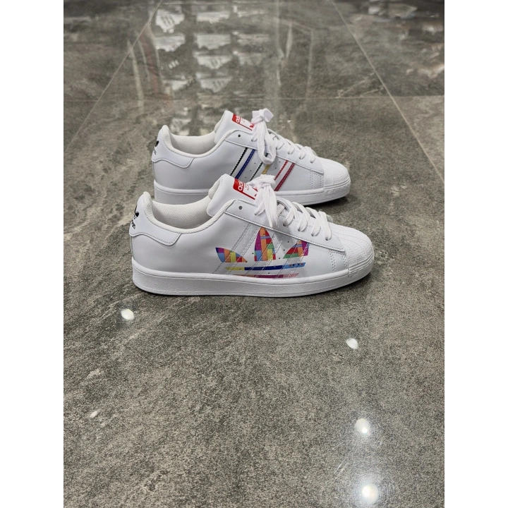 Adidas Süperstar Beyaz Rainbow Multicolar Logo