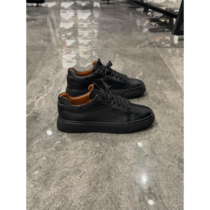 Marcomen Mat Siyah Deri Günlük Ayakkabı