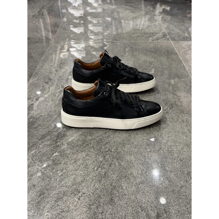 Marcomen Siyah Beyaz Taban Deri Günlük Ayakkabı