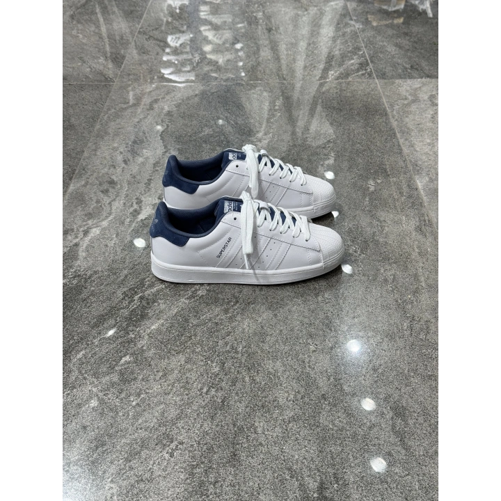 Adidas Süperstar Beyaz Lacivert Topuk Detaylı Spor Ayakkabı