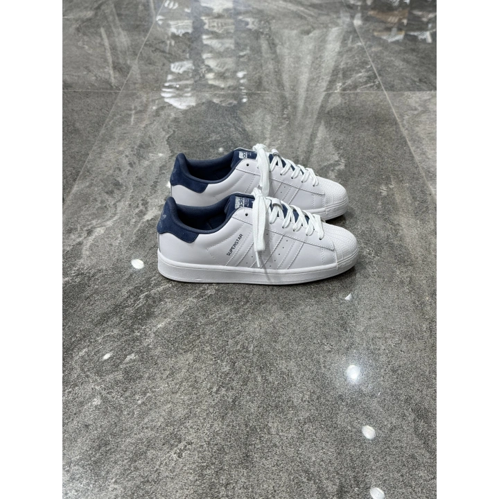 Adidas Süperstar Beyaz Lacivert Topuk Detaylı Spor Ayakkabı