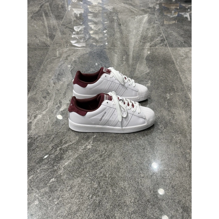 Adidas Süperstar Beyaz Bordo Topuk Detaylı Spor Ayakkabı