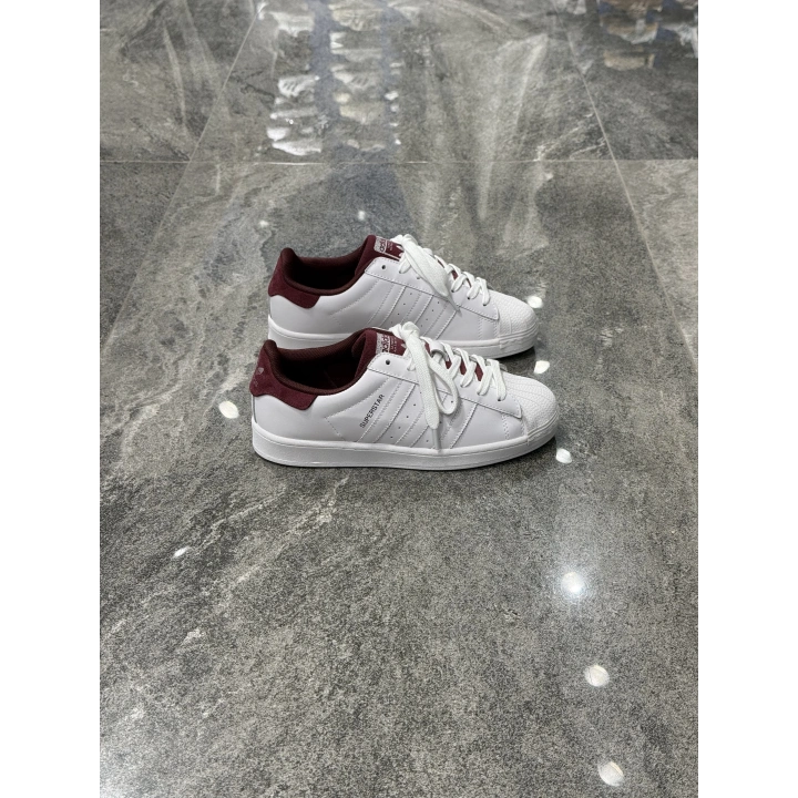 Adidas Süperstar Beyaz Bordo Topuk Detaylı Spor Ayakkabı