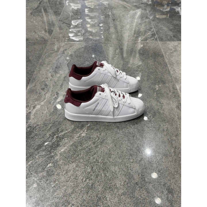 Adidas Süperstar Beyaz Bordo Topuk Detaylı Spor Ayakkabı