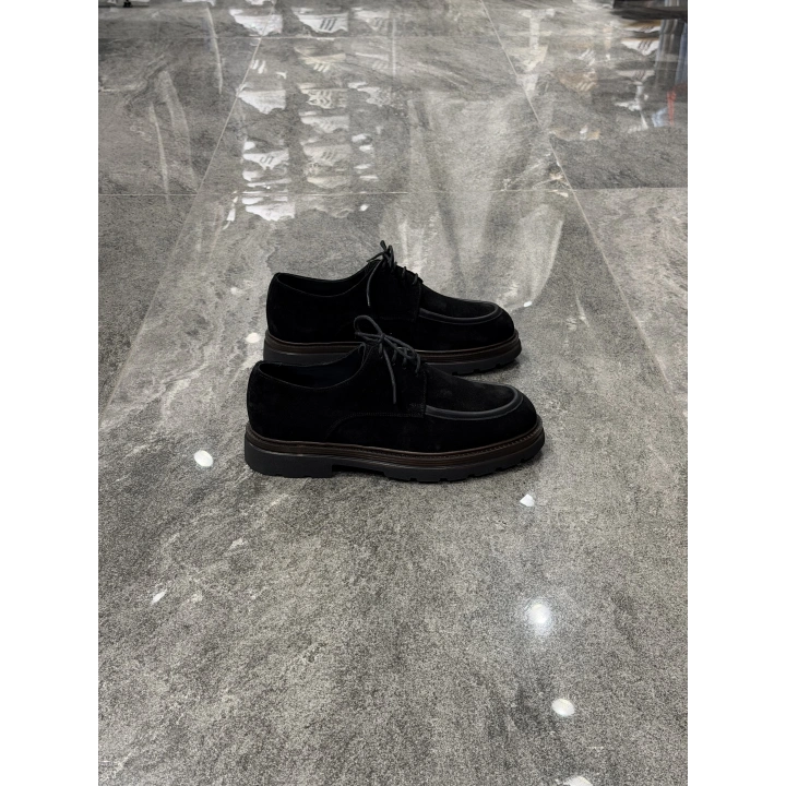Siyah Süet Lug Sole Deri Erkek Klasik Ayakkabı