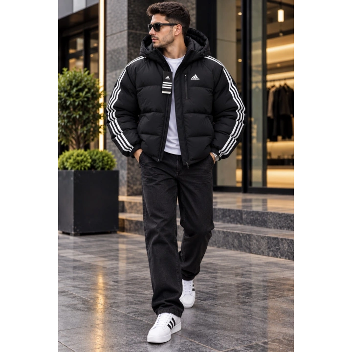 Adidas Essentials Siyah Beyaz Çift Taraflı Şişme Mont