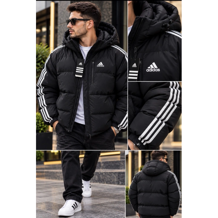 Adidas Essentials Siyah Beyaz Çift Taraflı Şişme Mont