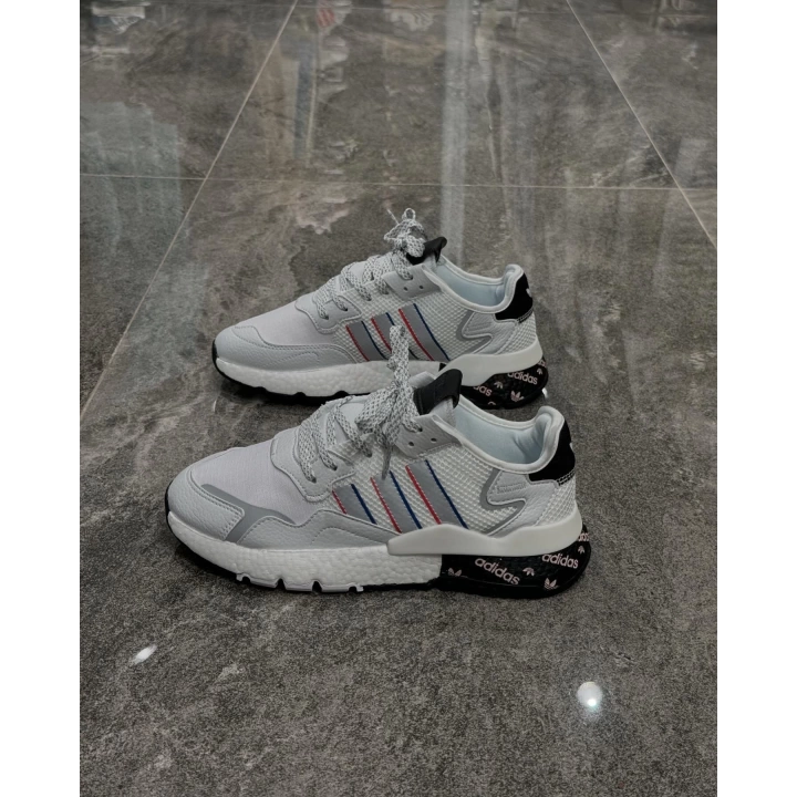 Adidas Jogger Beyaz Gri Siyah Topuk Detaylı Spor Ayakkabı