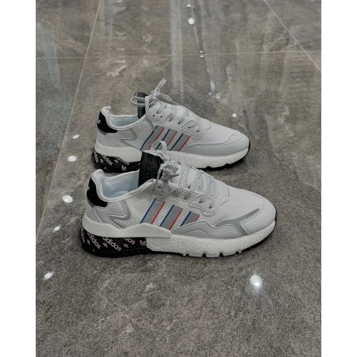 Adidas Jogger Beyaz Gri Siyah Topuk Detaylı Spor Ayakkabı